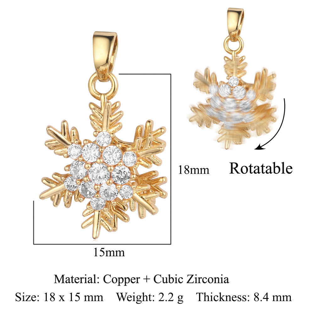 Rotatable gyro windmill copper zircon pendant.
