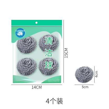Steel Wool Scrubber with Handle, Non-Shedding, Pot and Dish Cleaning Ball