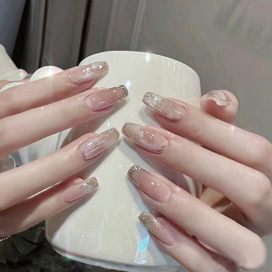 Uñas Ombre de Alta Calidad Blancas Cortas Bailarina en Forma de T 