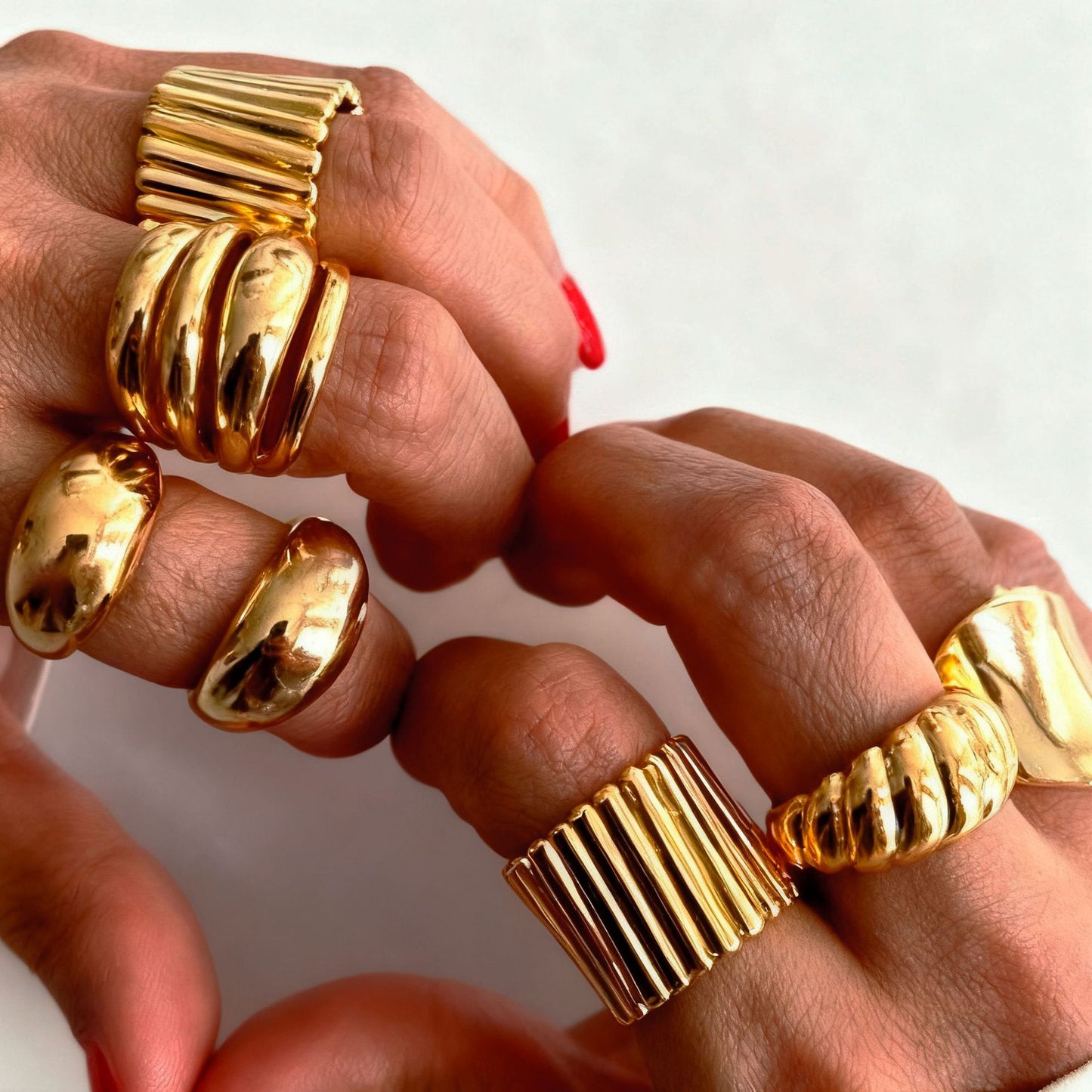 Irregular Pearl Gold-Plated 12-Piece Ring Set