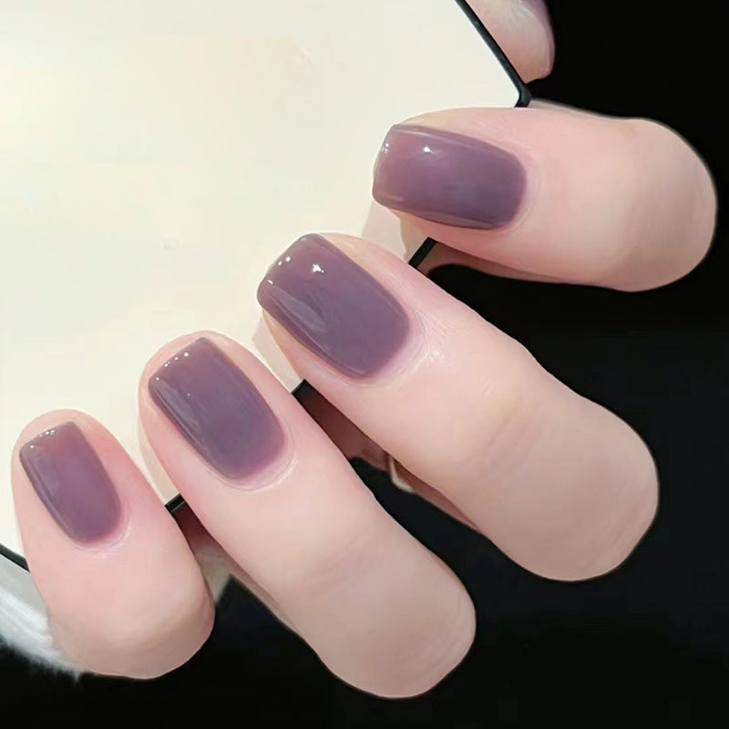 Pegatinas para uñas cuadradas de color morado liso, 24 piezas 