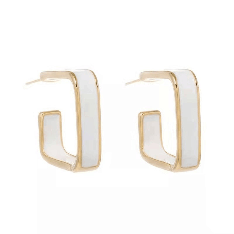 Pendientes cuadrados con forma de gota de esmalte y aguja de plata S925