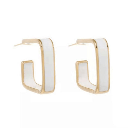 Pendientes cuadrados con forma de gota de esmalte y aguja de plata S925