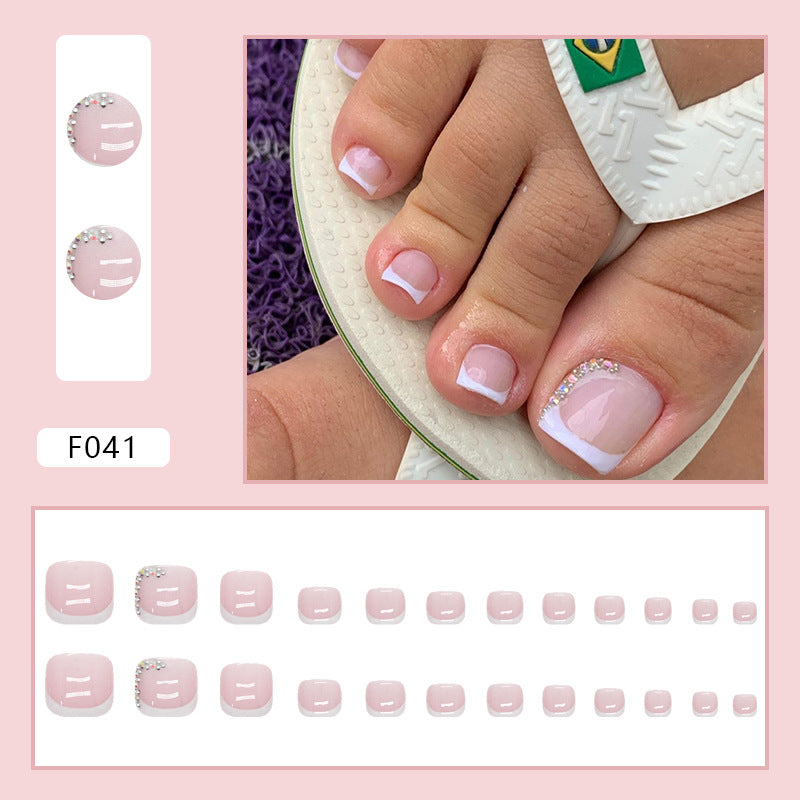 French Diamond Glitter Toe Nails