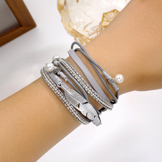 Fashionable leather braided bracelet