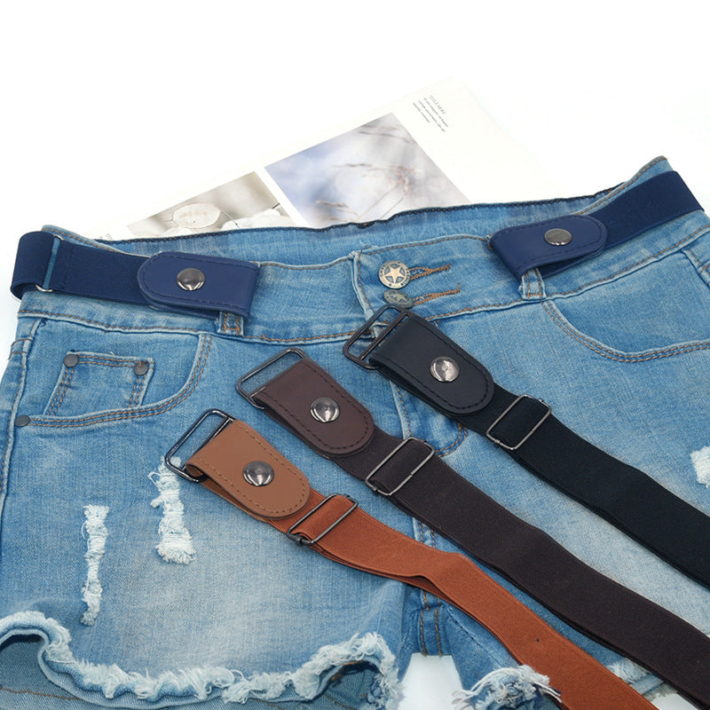 Brown Ladies Elastic Belt Buckle Belt