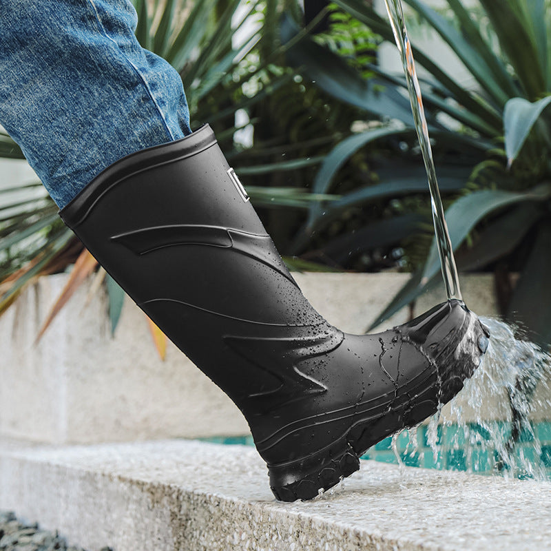 Rain shoes men's European and American style tall tube