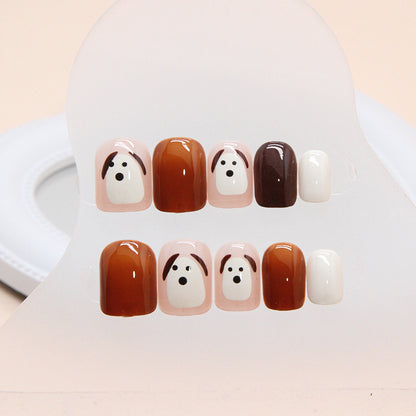 Dog Short Square Fake Nails