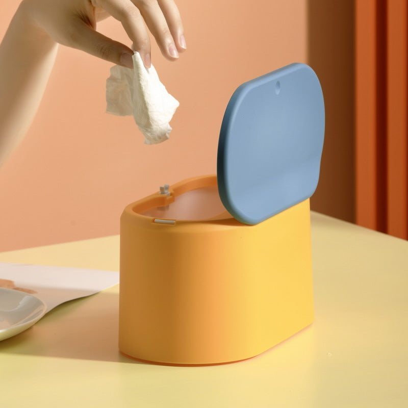 Desktop Wastebasket with LidPress & Pop Lid Type