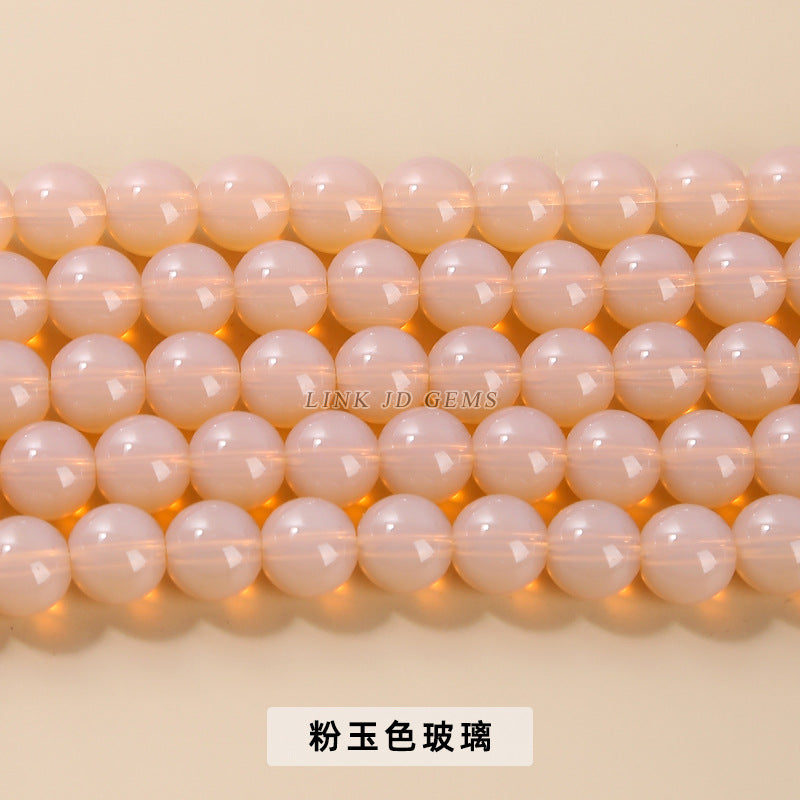 Color porcelain glass beads imitation jade round beads loose beads