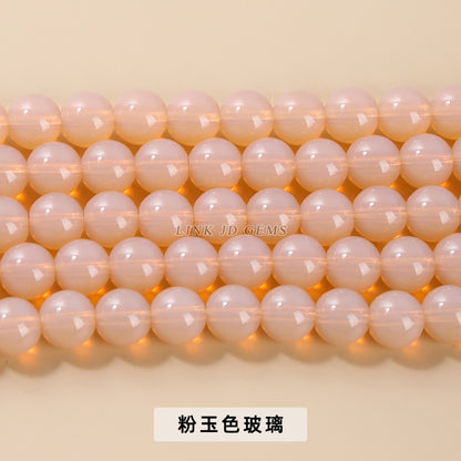 Color porcelain glass beads imitation jade round beads loose beads