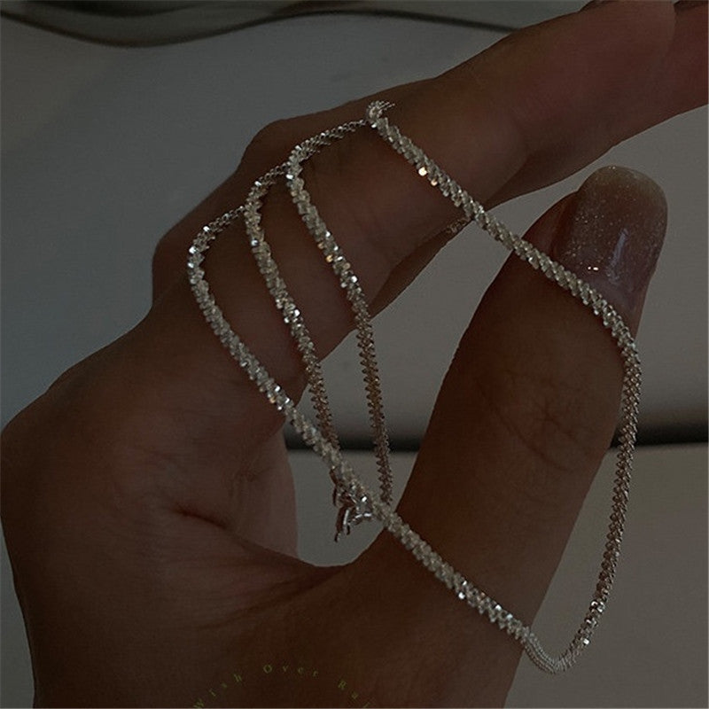 Collar de cadena de clavícula doble apilada en plata 