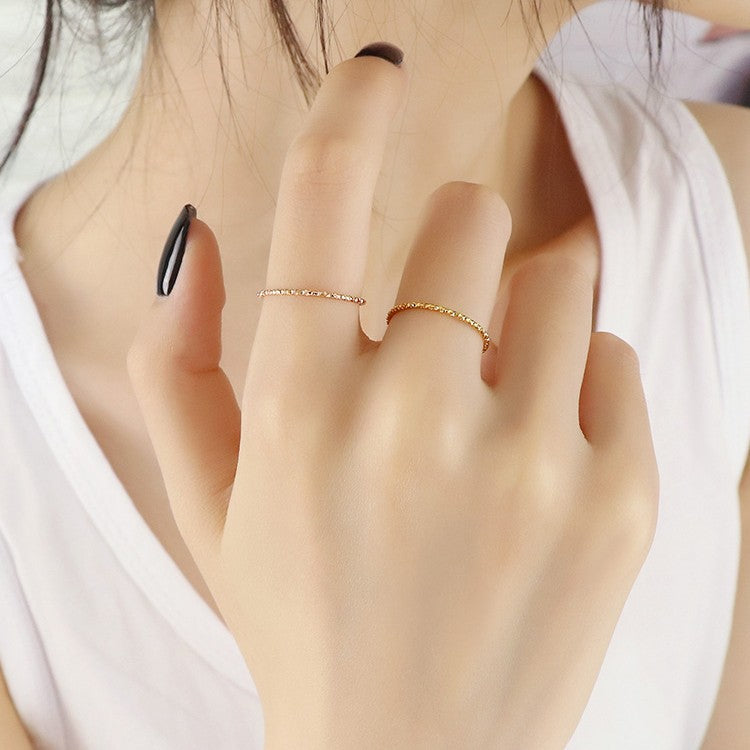 Titanium Steel Twist Stackable Thin Women's Ring — Fade-Resistant