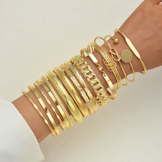 15-Piece Knotted Metal Bracelet Set