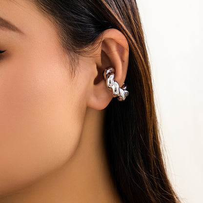 Clips para orejas circulares de marea para mujer con clavos de hueso para oreja simple 