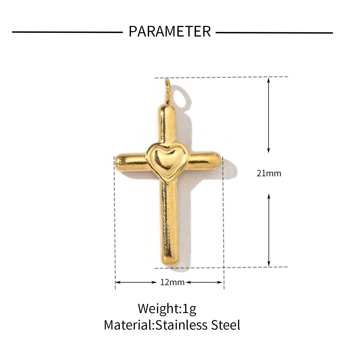 Cross eyes peach heart titanium steel pendant