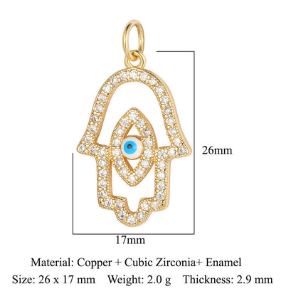 Devil's Eye Copper Zircon DIY Jewelry Pendant