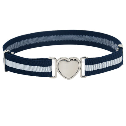 Silver Heart Buckle Adjustable Kids Belt