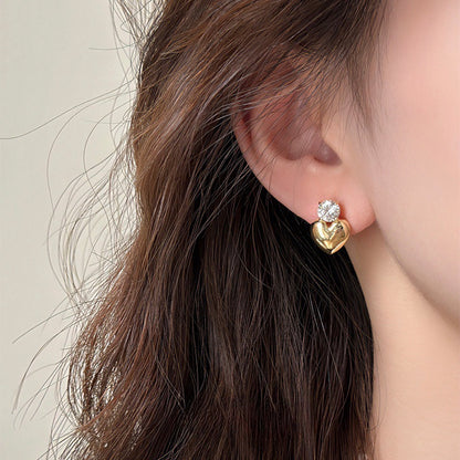 Temperament zircon love stud earrings woman