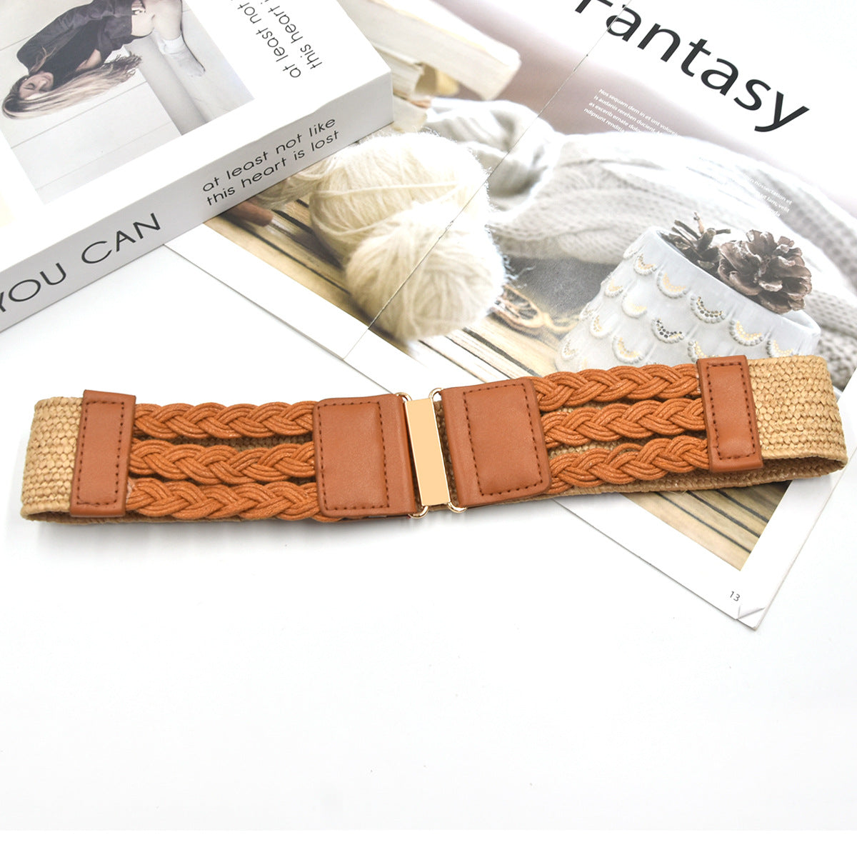 fashion Cotton and linen elastic woven elastic belt