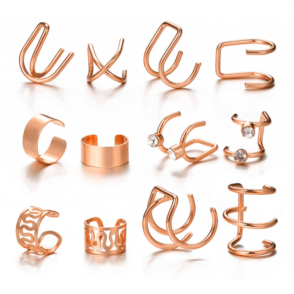12-Piece C-Shaped Letter Ear Clip Set
