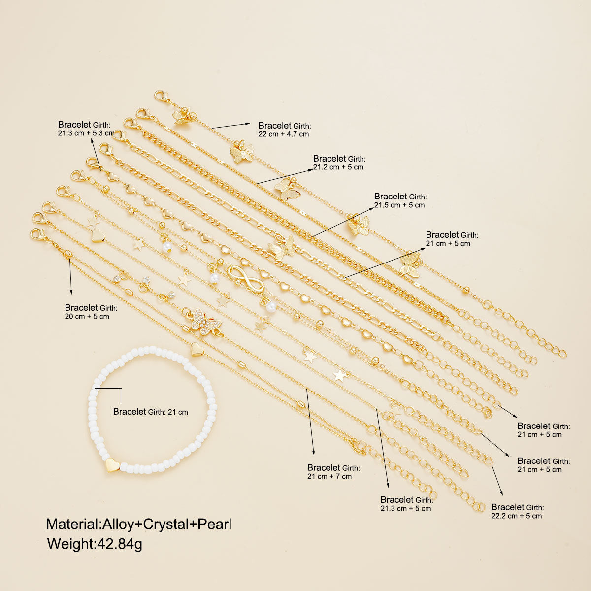 Butterfly Love Anklet Set (14-Piece)