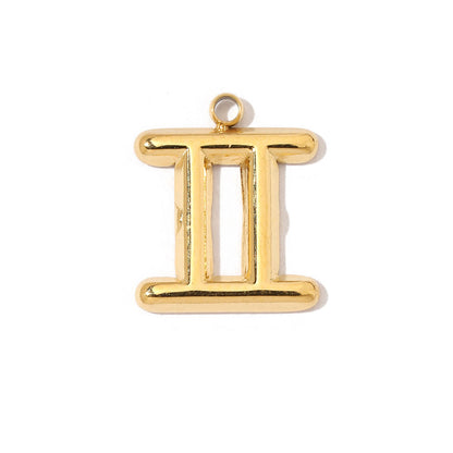 Twelve constellations 18K gold titanium steel pendant