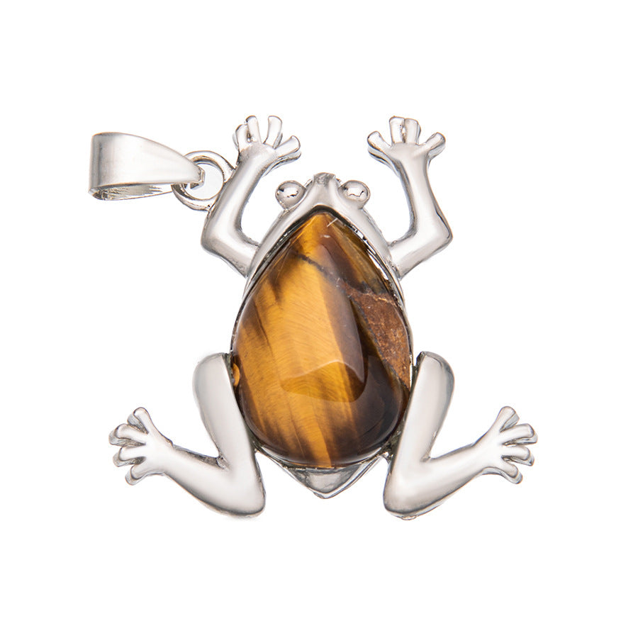 Colar com pingente de sapo em liga de cristal 