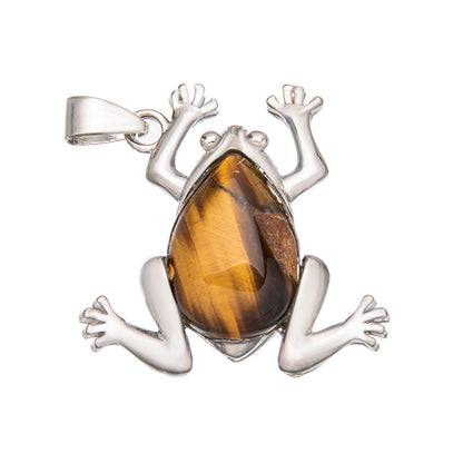 Colar com pingente de sapo em liga de cristal 