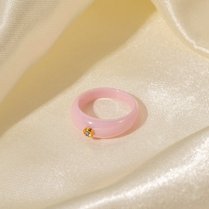 7mm wide pink round diamond ring