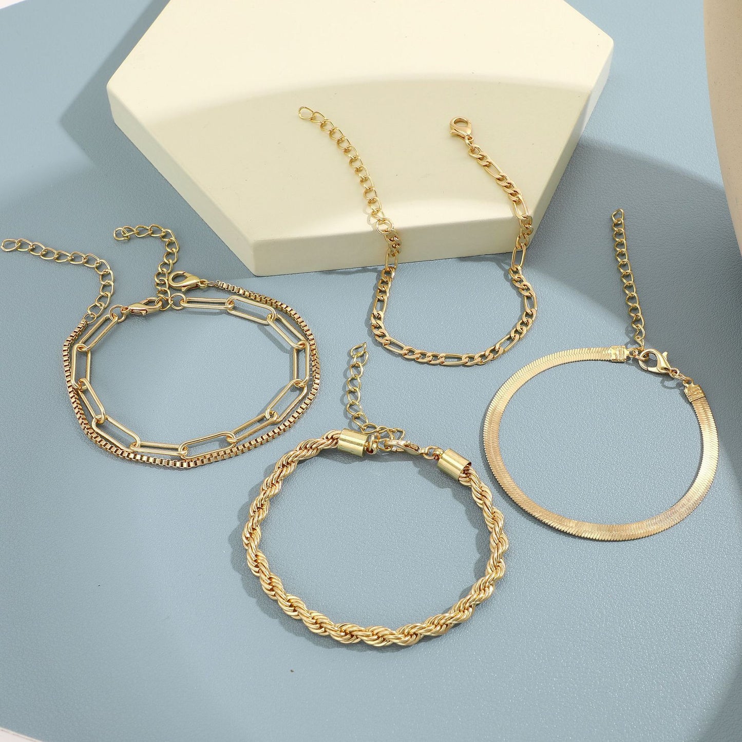Multi-layer Snake Bone Chain Bracelet Set (5 pcs)