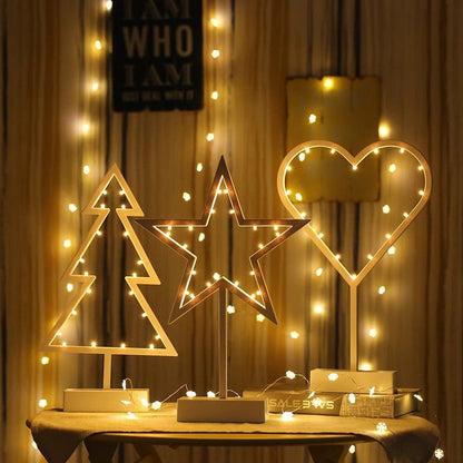 Heart Moon Table Lamp LED Night Light Pentagram Table Lamp