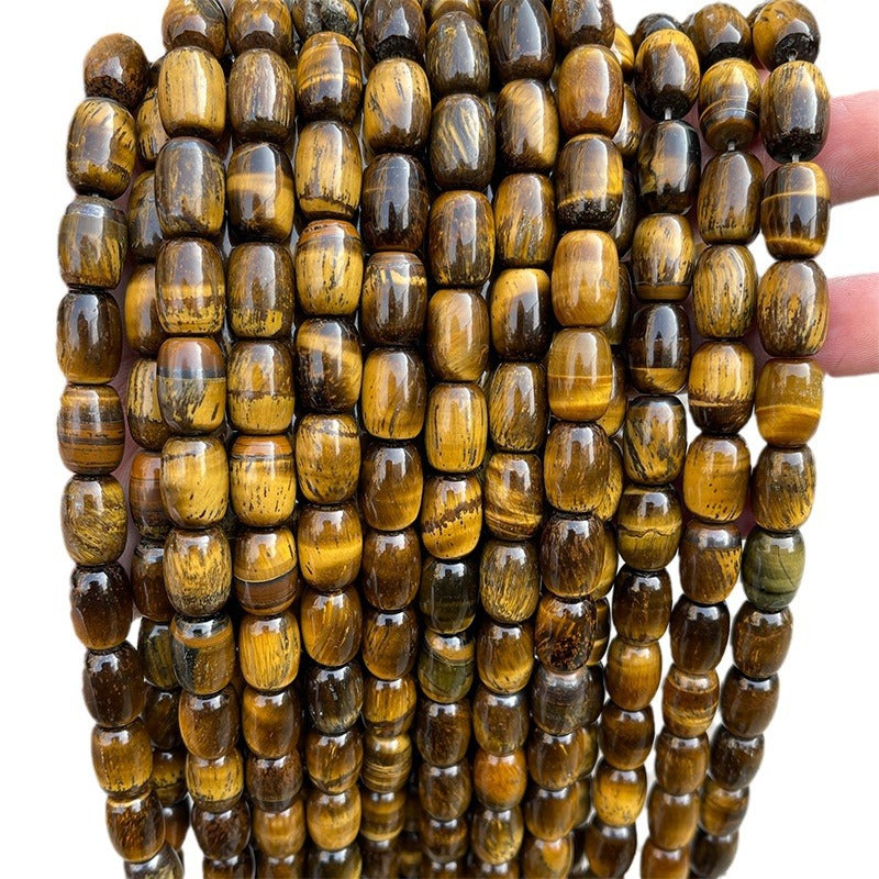 Espaciador de cuentas de barril de piedra de ojo de tigre amarillo natural de 10 * 14 mm 