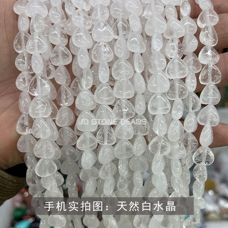 10 cuentas sueltas de cristal con forma de corazón de melocotón de 4 mm 