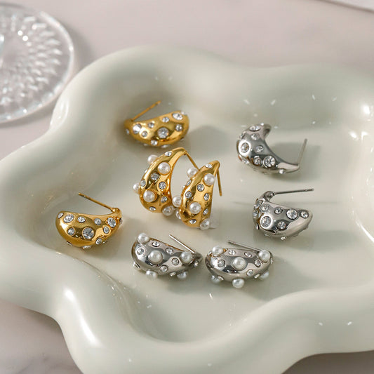 Teardrop Shaped Rhinestone Earrings