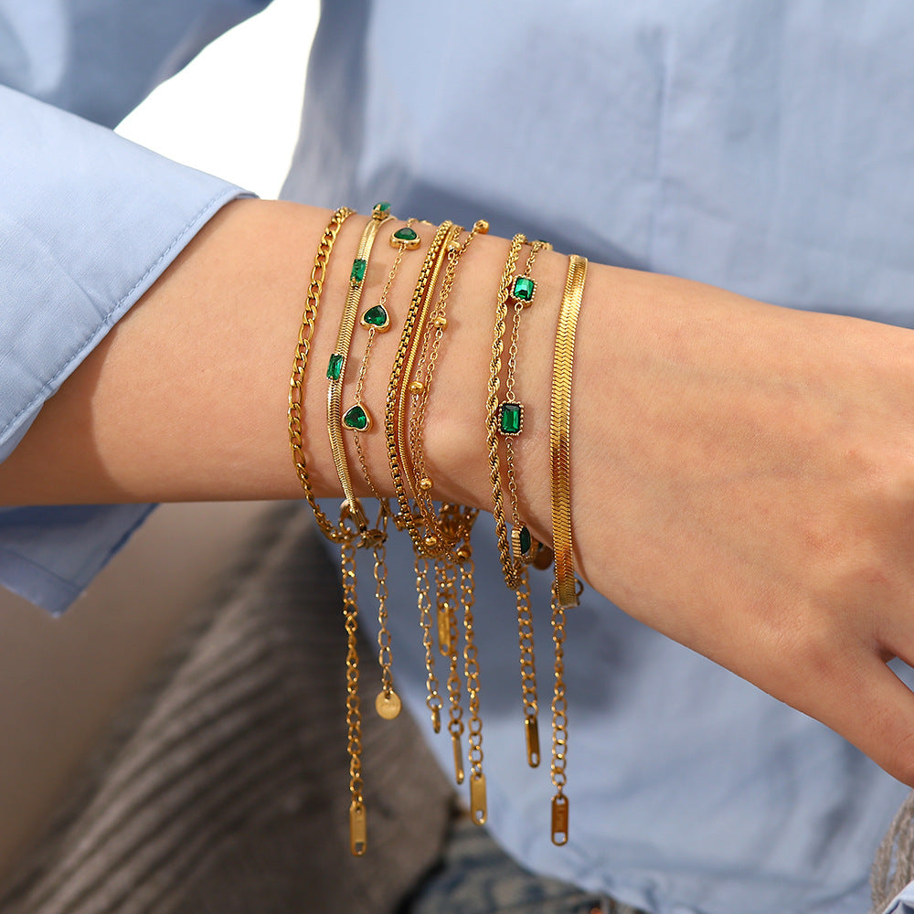 Green non-fading titanium steel bracelet