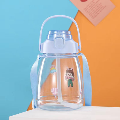 Botella de paja de plástico portátil 