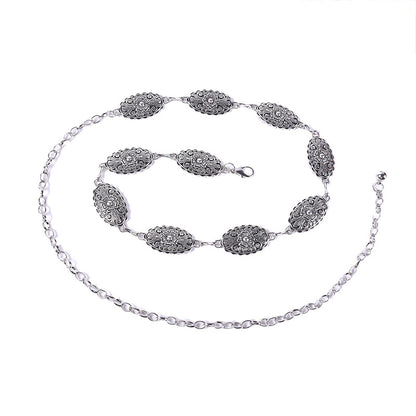 Elliptical buckle metal chain waist chain