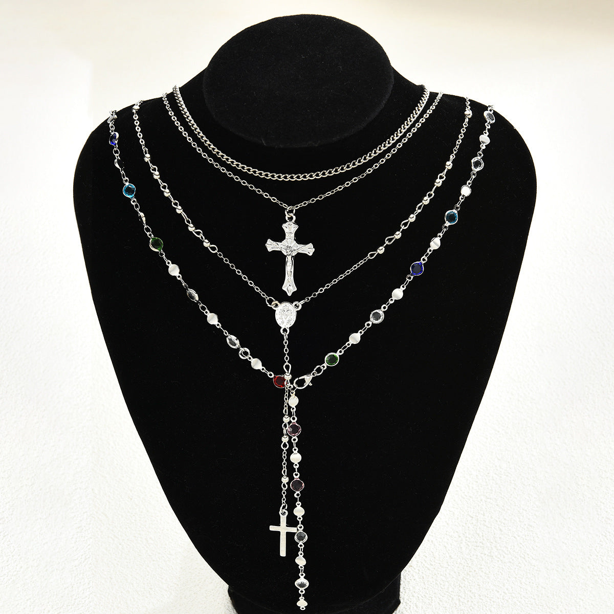 Diamond Cross Fringe Necklace