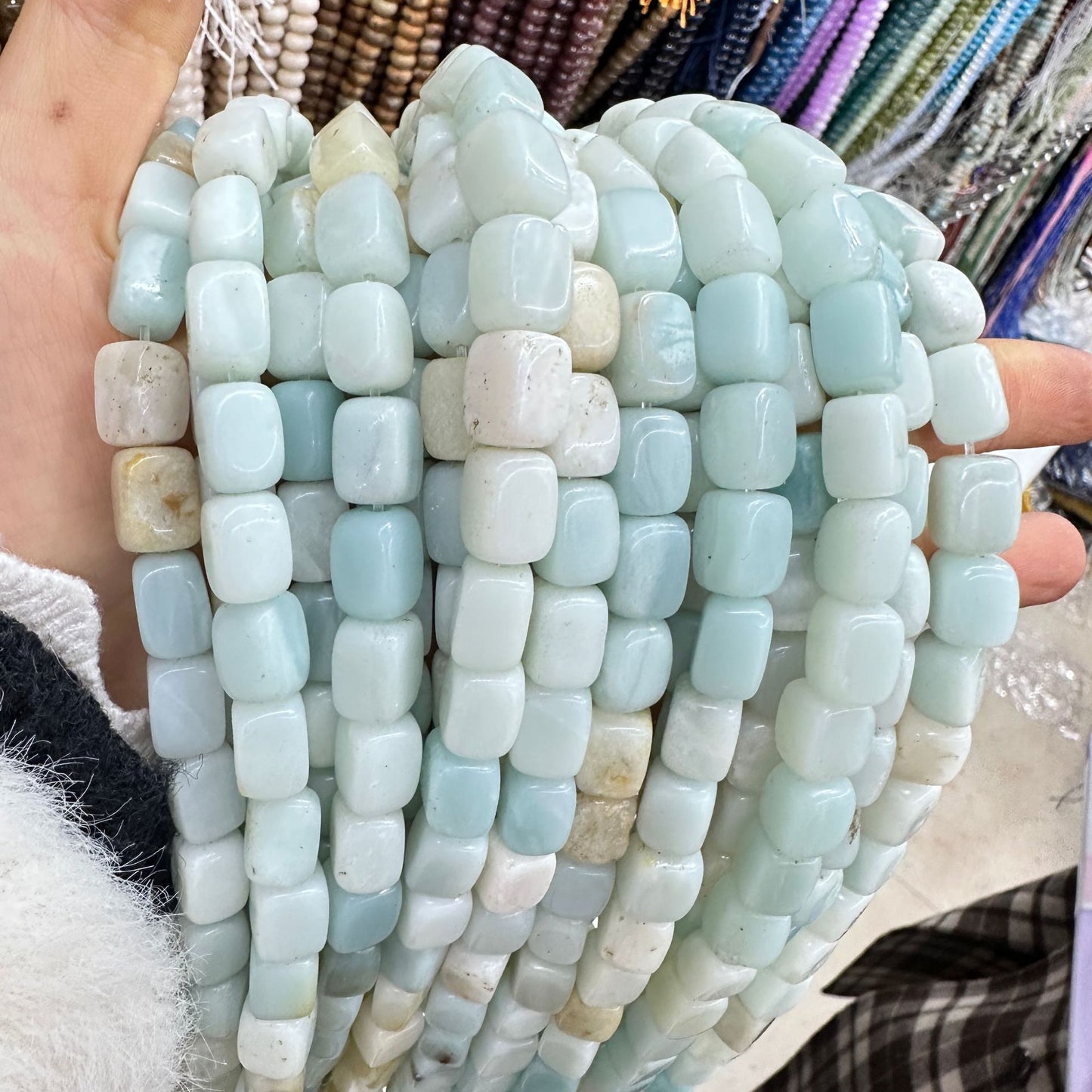 8*12mm natural stone lapis lazuli agate rounded square beads