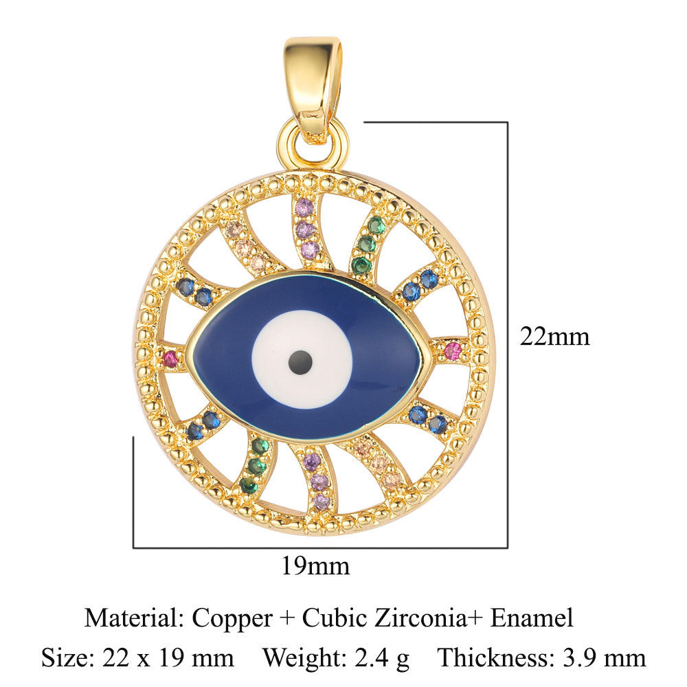 3 pcs/bag, Blessed Virgin Sun Eye Copper Zircon Pendant.