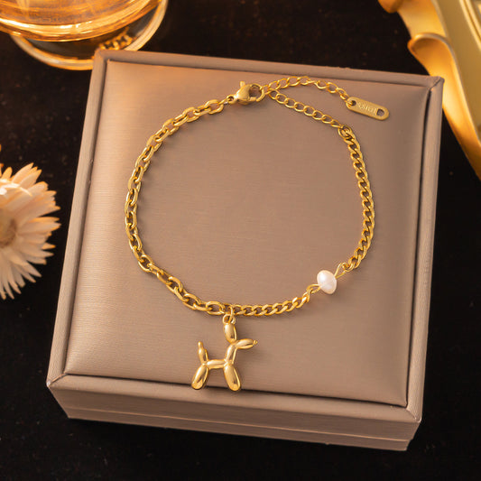 Titanium Steel Balloon Dog Charm Bracelet