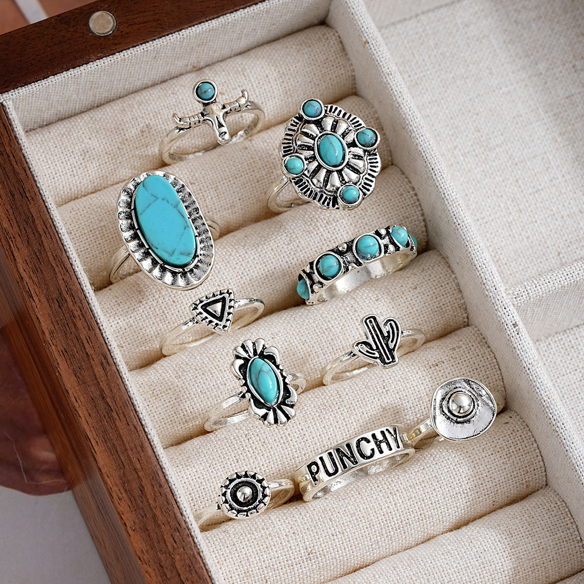 Bohemian Turquoise Ring Set