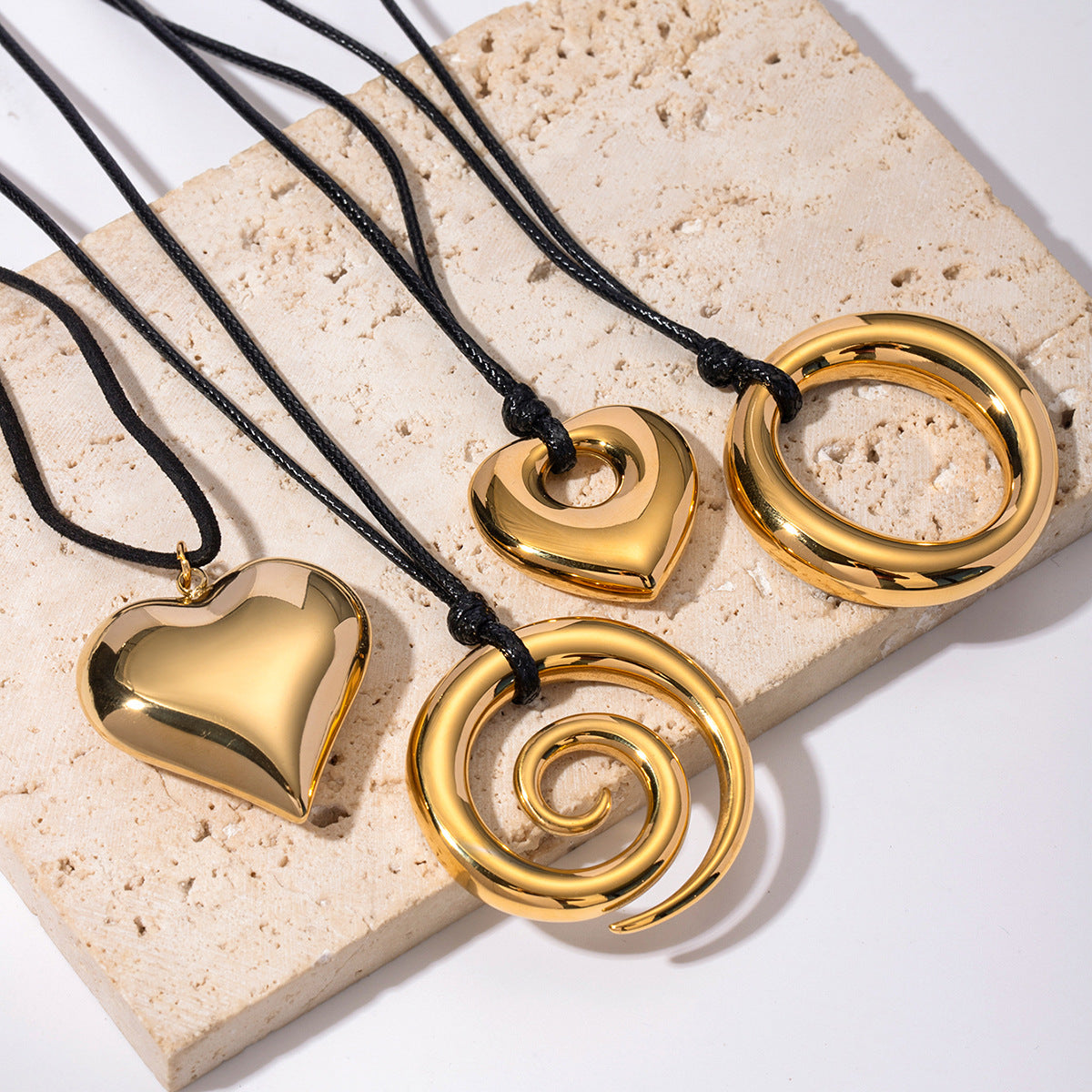 Stainless Steel Wax Rope Circle Necklace