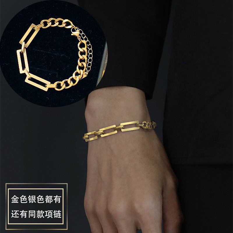 Titanium Steel Spliced Hip-Hop Collarbone Necklace