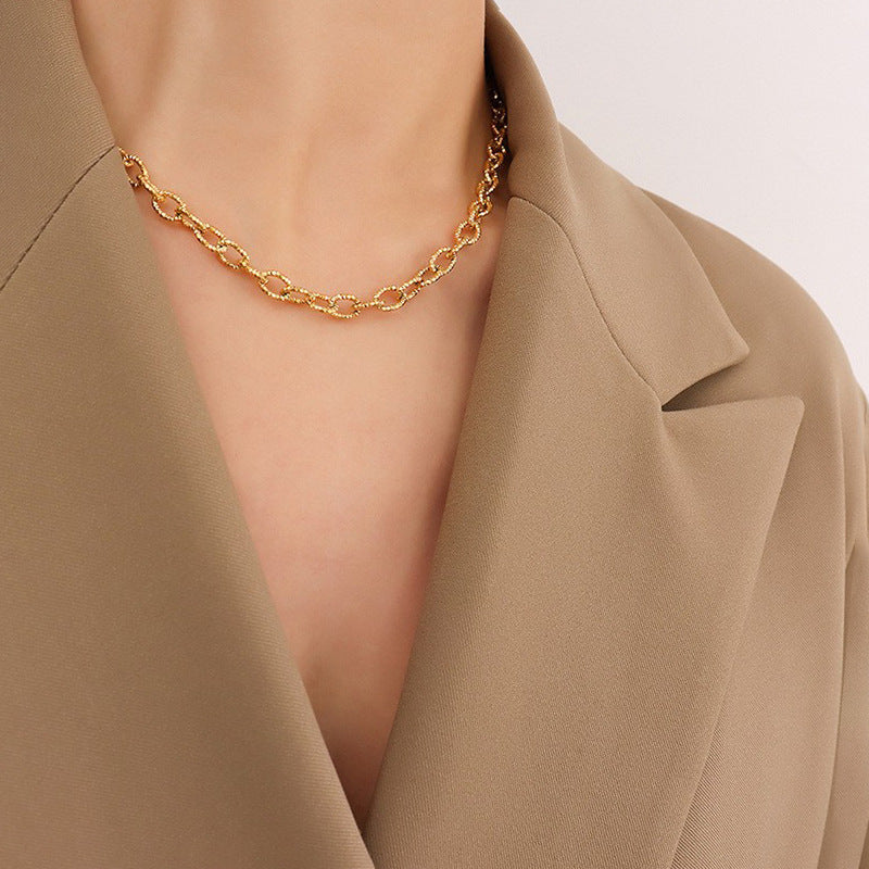 18K rose gold titanium steel necklace