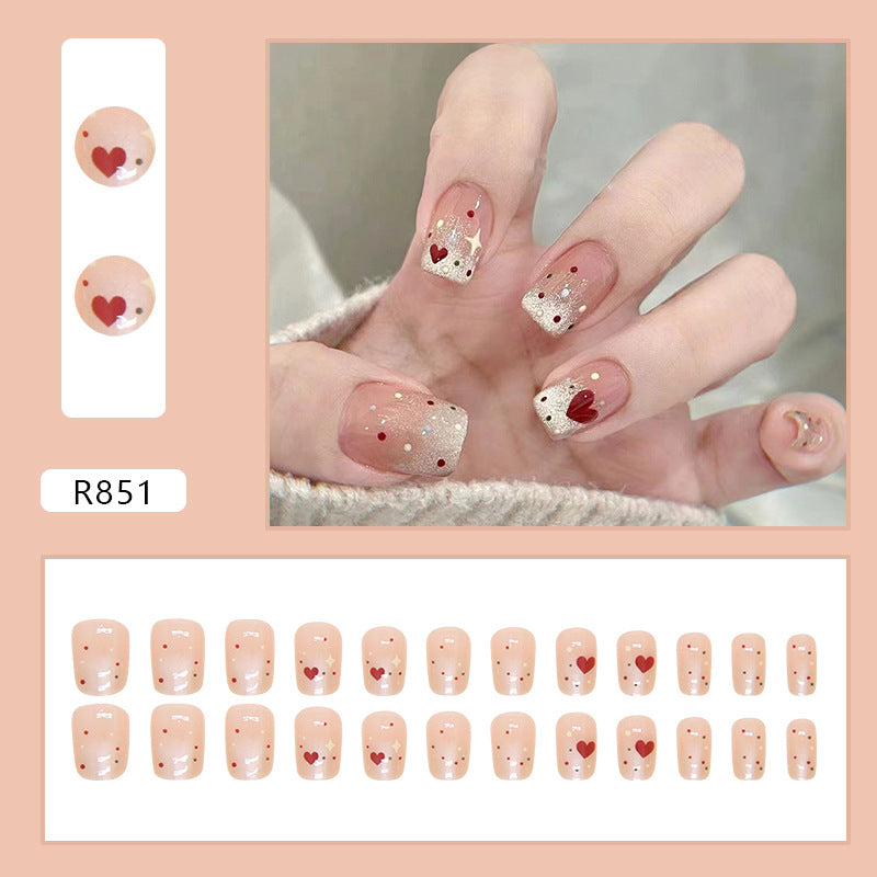 Star Heart Short T Nail Stickers 24 Pieces