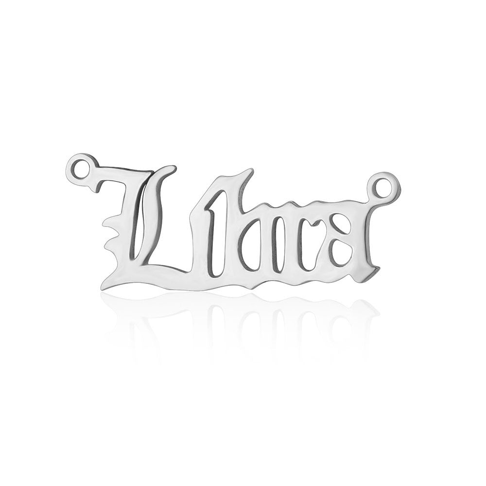 5 pcs/pack twelve constellations English letter titanium steel pendant