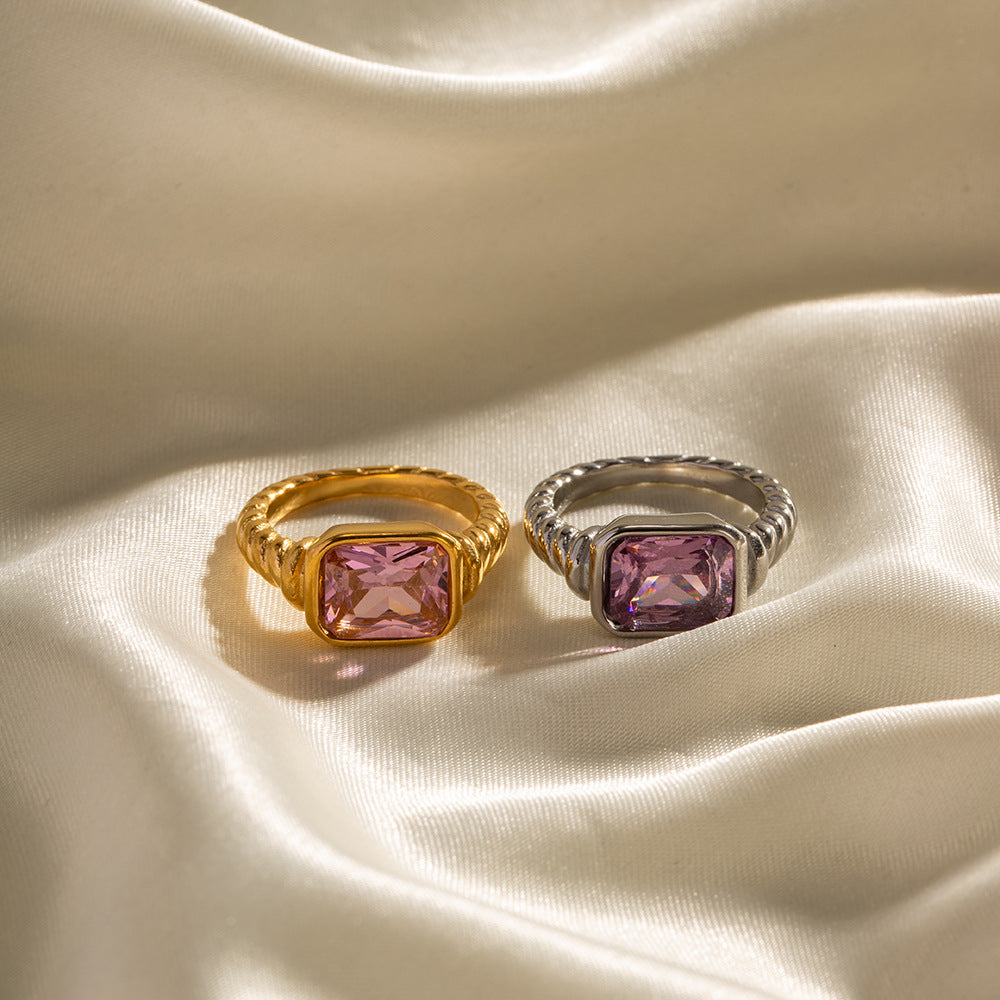 Pink zircon ring