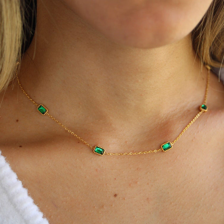Emerald Zircon Necklace Bracelet